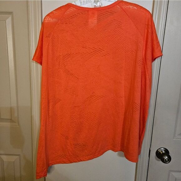 #052 CCO Reebok Womens Core 10 Asymmetrical Burnout Tee OrangeFlare Size 4X - Picture 2 of 9